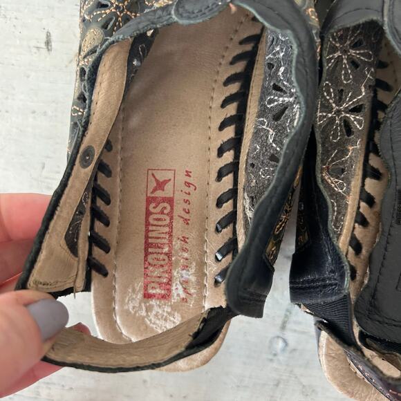 PIKOLINOS Black and Gold Floral Mules - Picture 13 of 14